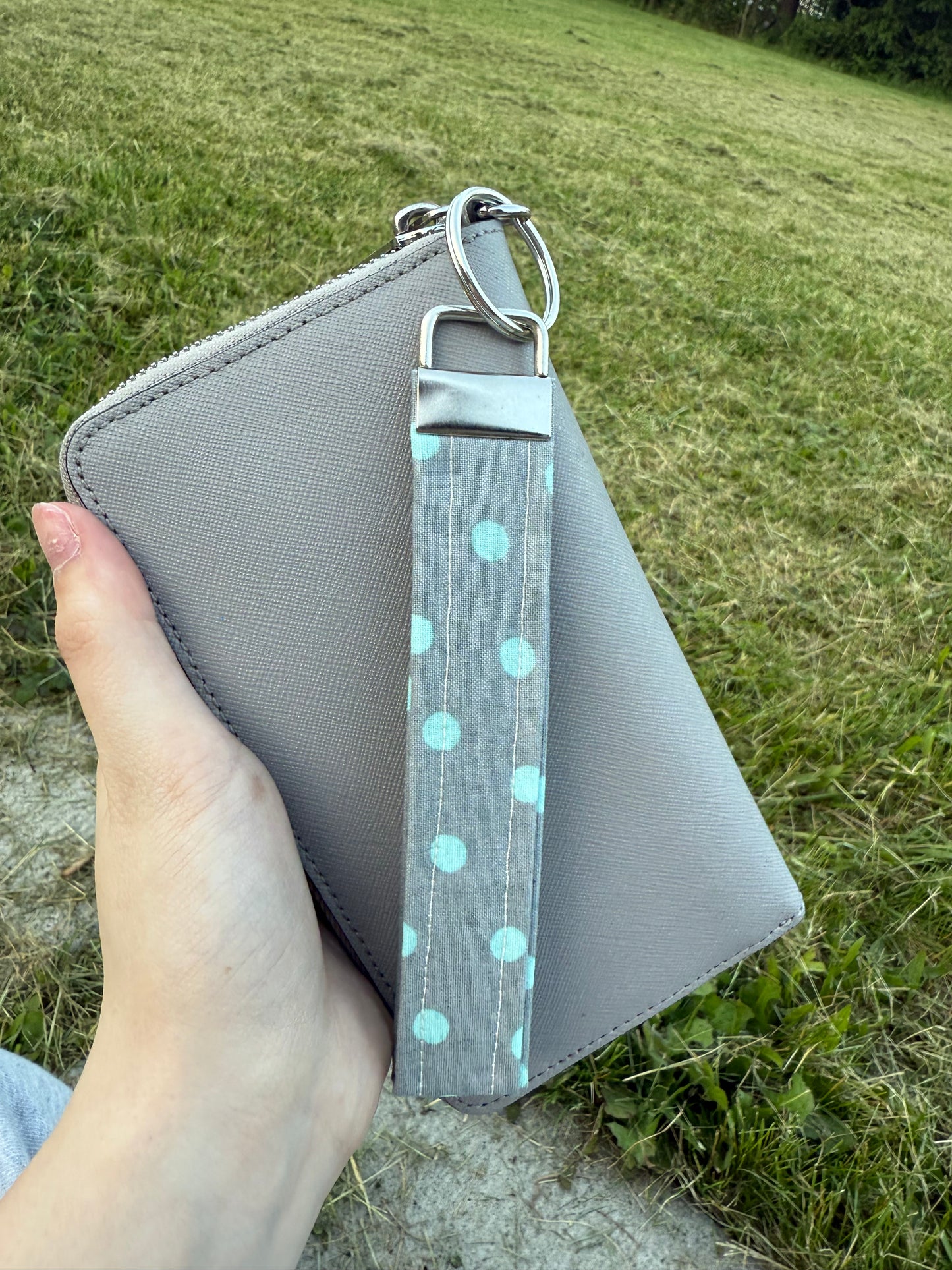 Mint Dots Wristlet Keychain