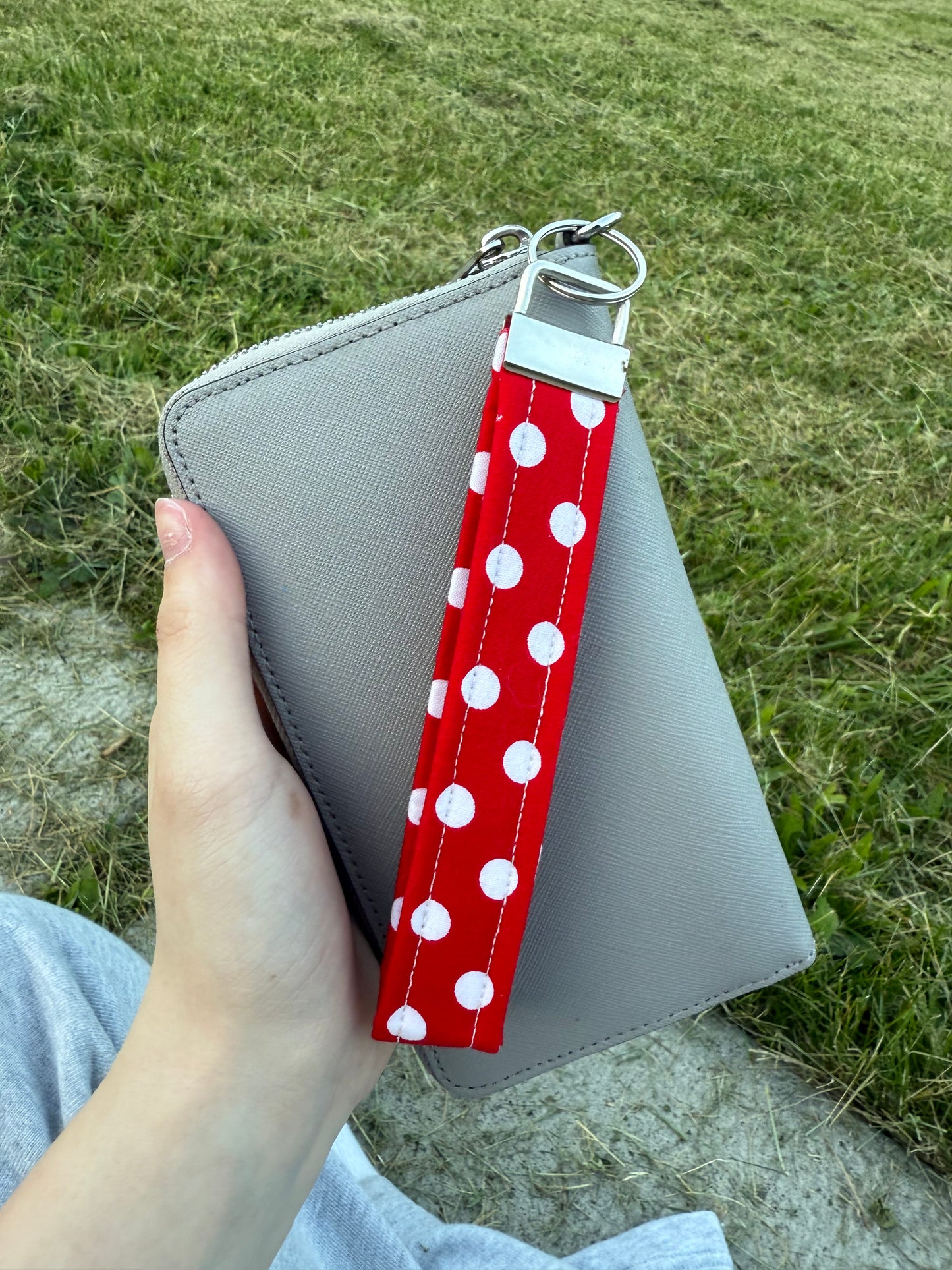Red Poka-Dot Wristlet Keychain