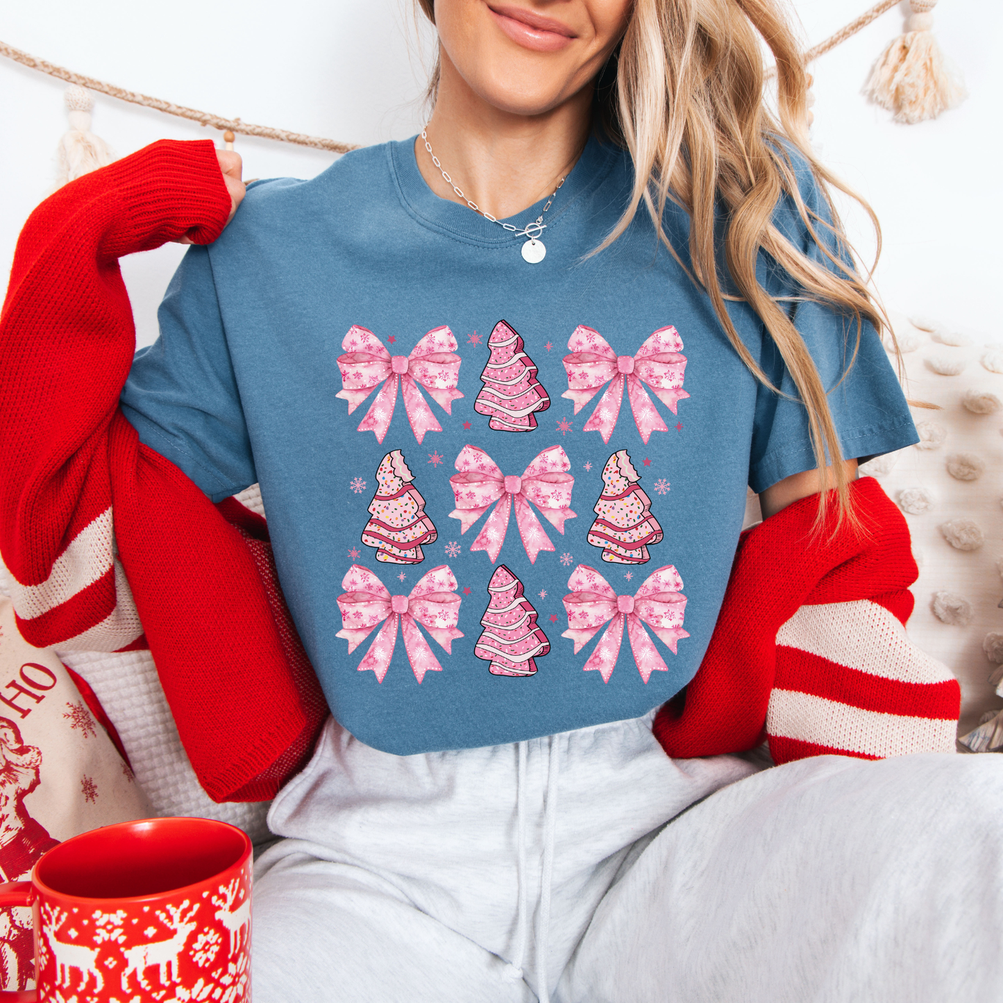 Pink Christmas + Bows Tees + Crews