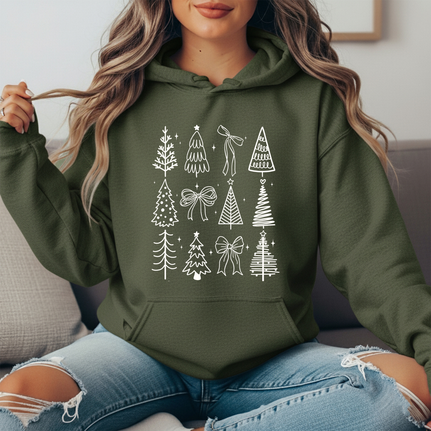 Christmas + Bows Tees, Crews, Hoodie