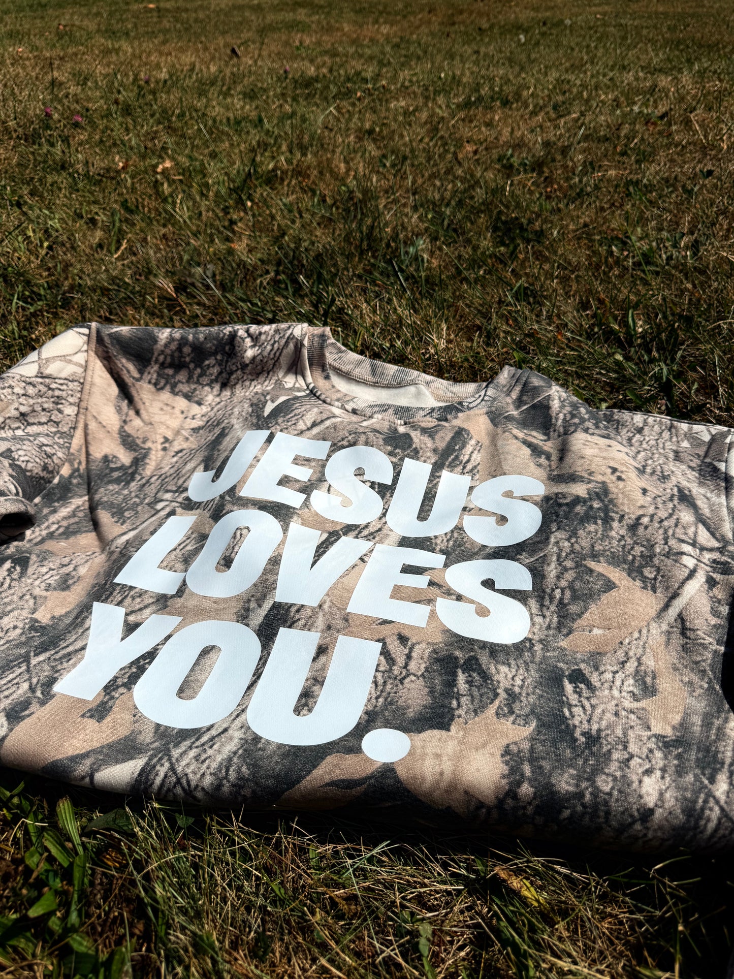 Camo Jesus Loves You Crew
