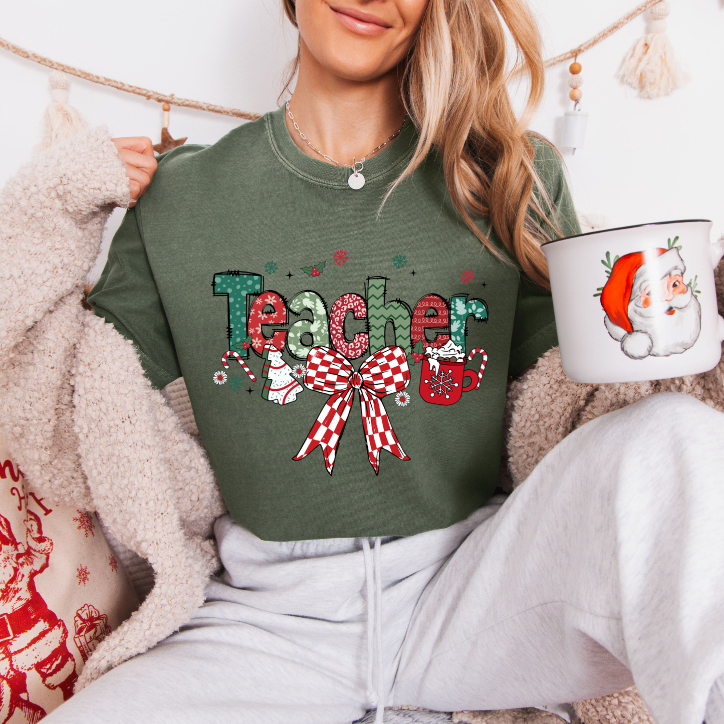 Christmas Teacher + Bow Tees + Crews
