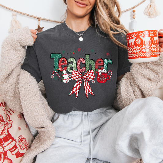Christmas Teacher + Bow Tees + Crews