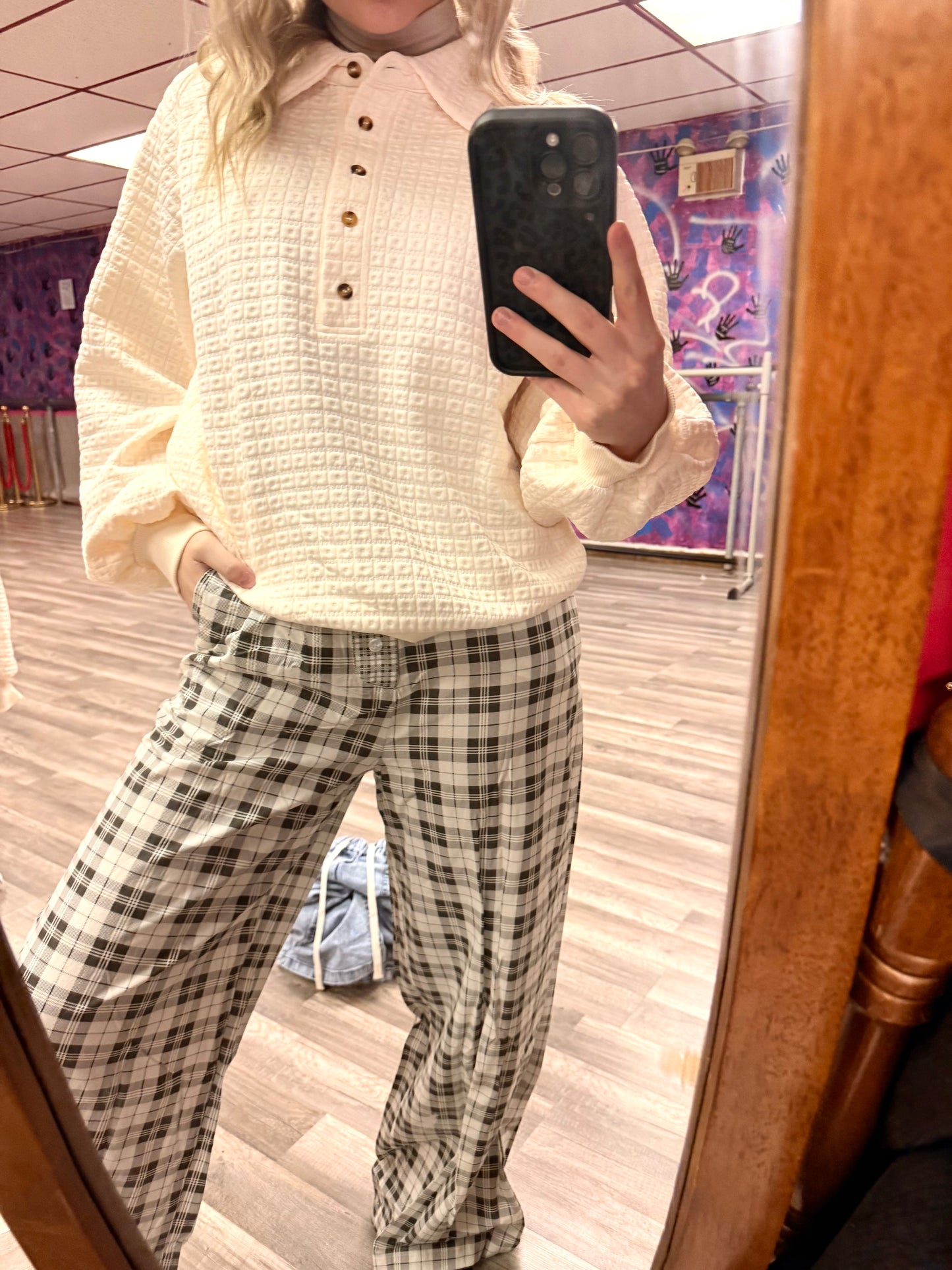 Frosted Plaid Silky Pj Pants