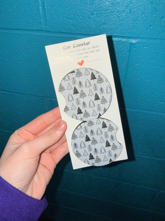 Christmas Trees Car Coaster Set