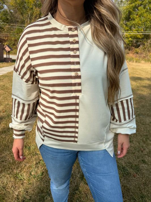 Color Block Patchwork Oversized Pullover