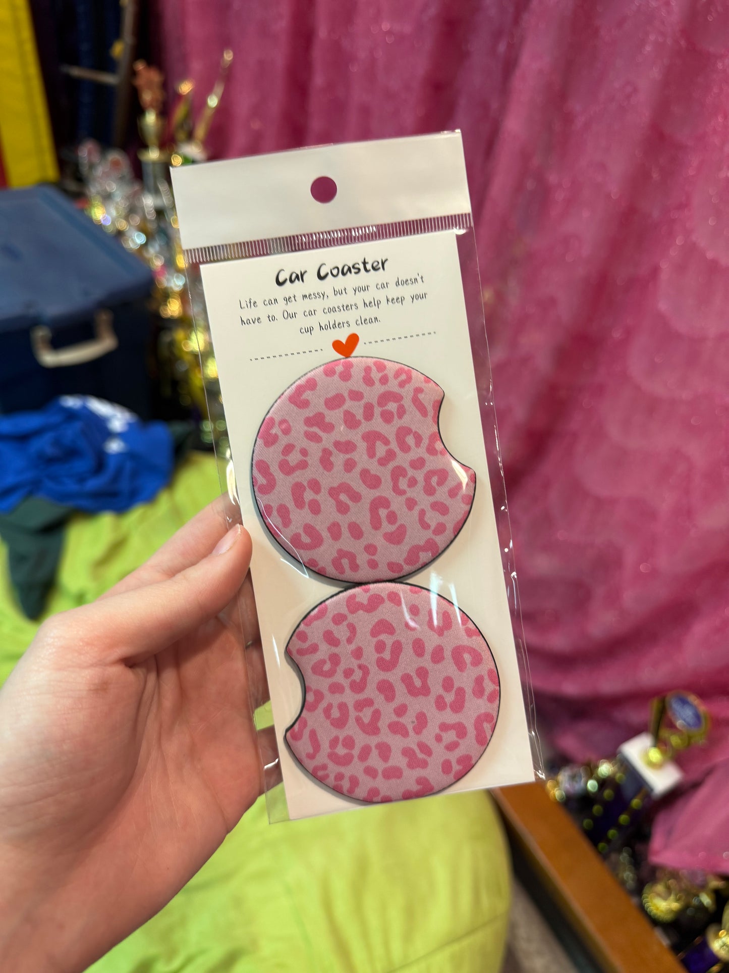 Pink Cheetah Car Coasters