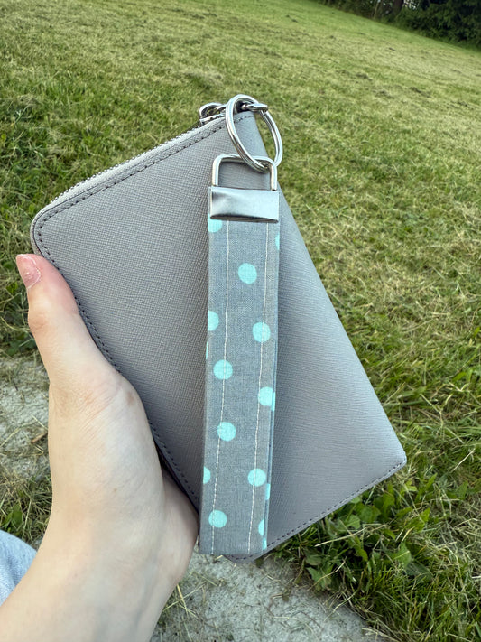 Mint Dots Wristlet Keychain